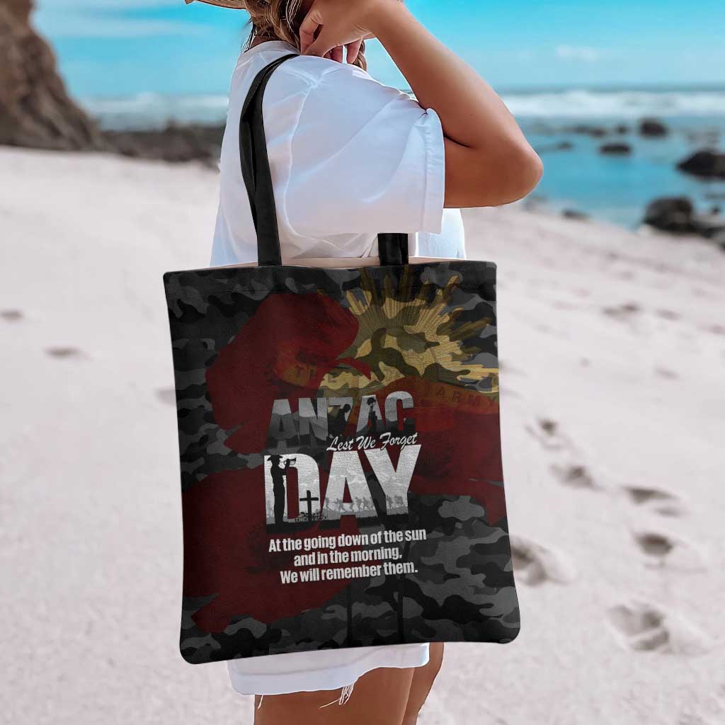 Australia ANZAC Day Tote Bag We Will Remember Them Poppy Camouflage - Aussie Hoodie
