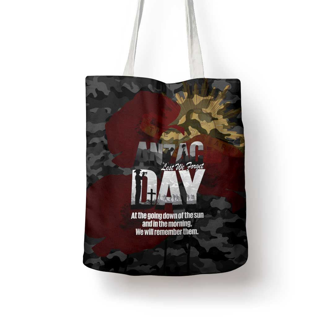 Australia ANZAC Day Tote Bag We Will Remember Them Poppy Camouflage - Aussie Hoodie