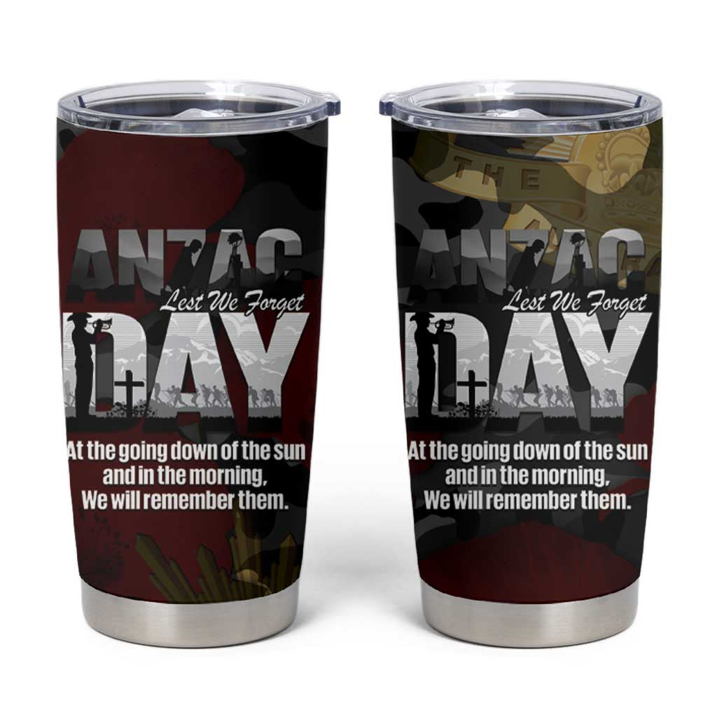 Australia ANZAC Day Tumbler Cup We Will Remember Them Poppy Camouflage - Aussie Hoodie