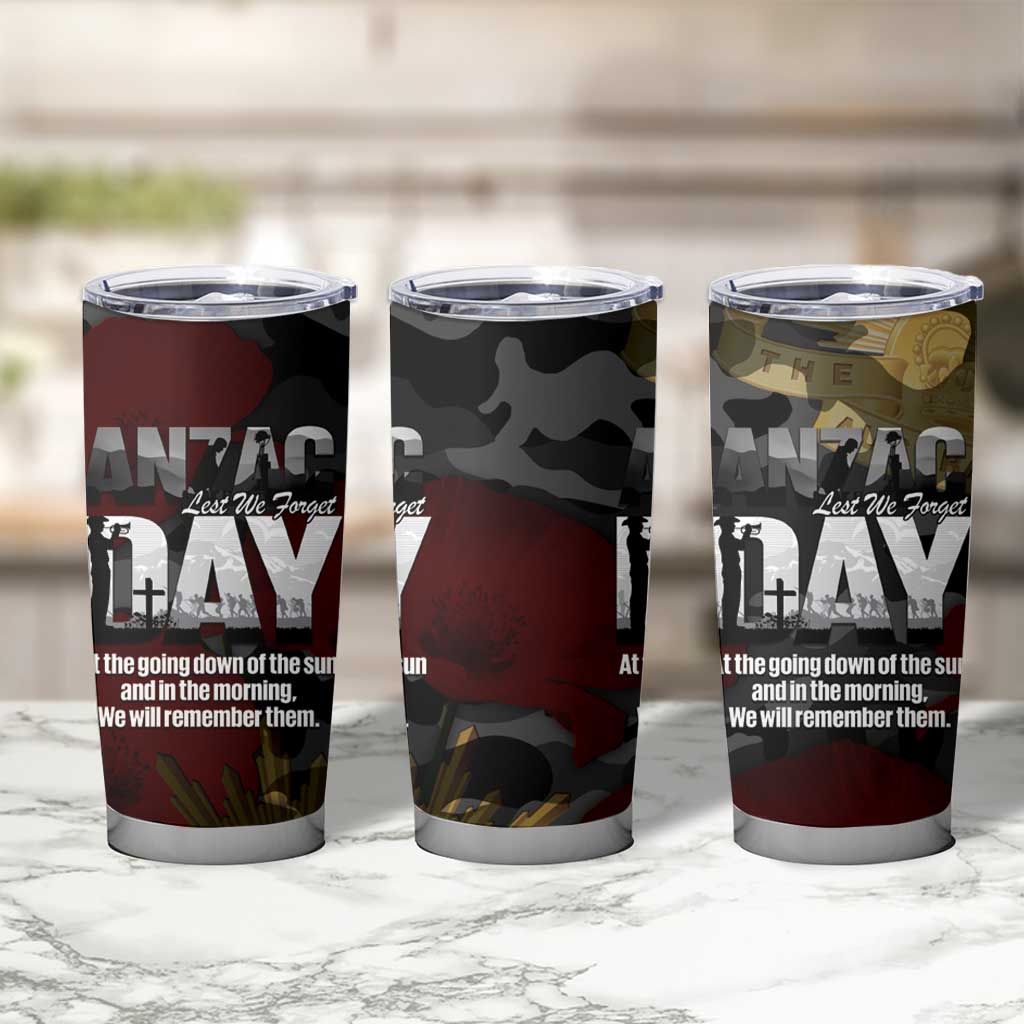 Australia ANZAC Day Tumbler Cup We Will Remember Them Poppy Camouflage - Aussie Hoodie