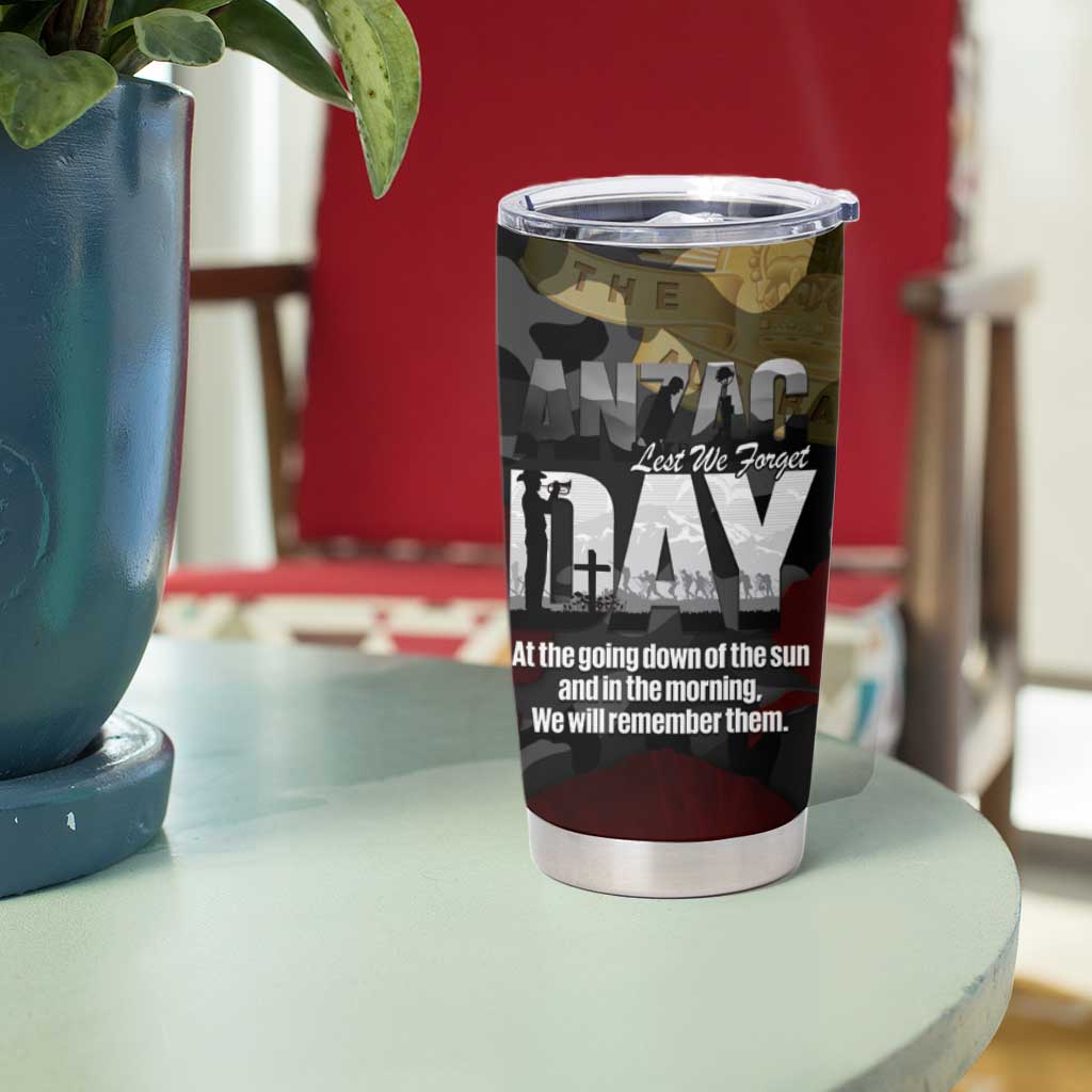 Australia ANZAC Day Tumbler Cup We Will Remember Them Poppy Camouflage - Aussie Hoodie