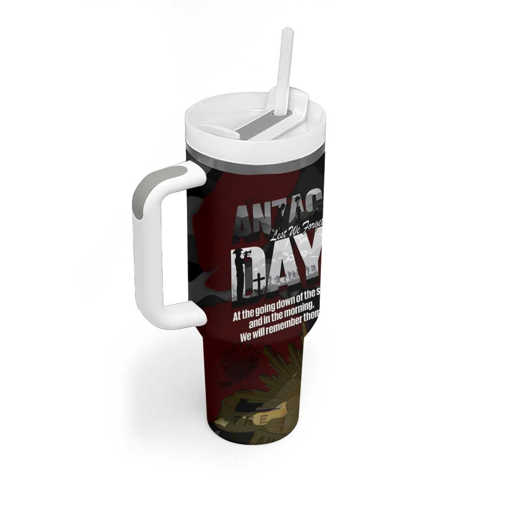 Australia ANZAC Day Tumbler With Handle We Will Remember Them Poppy Camouflage - Aussie Hoodie