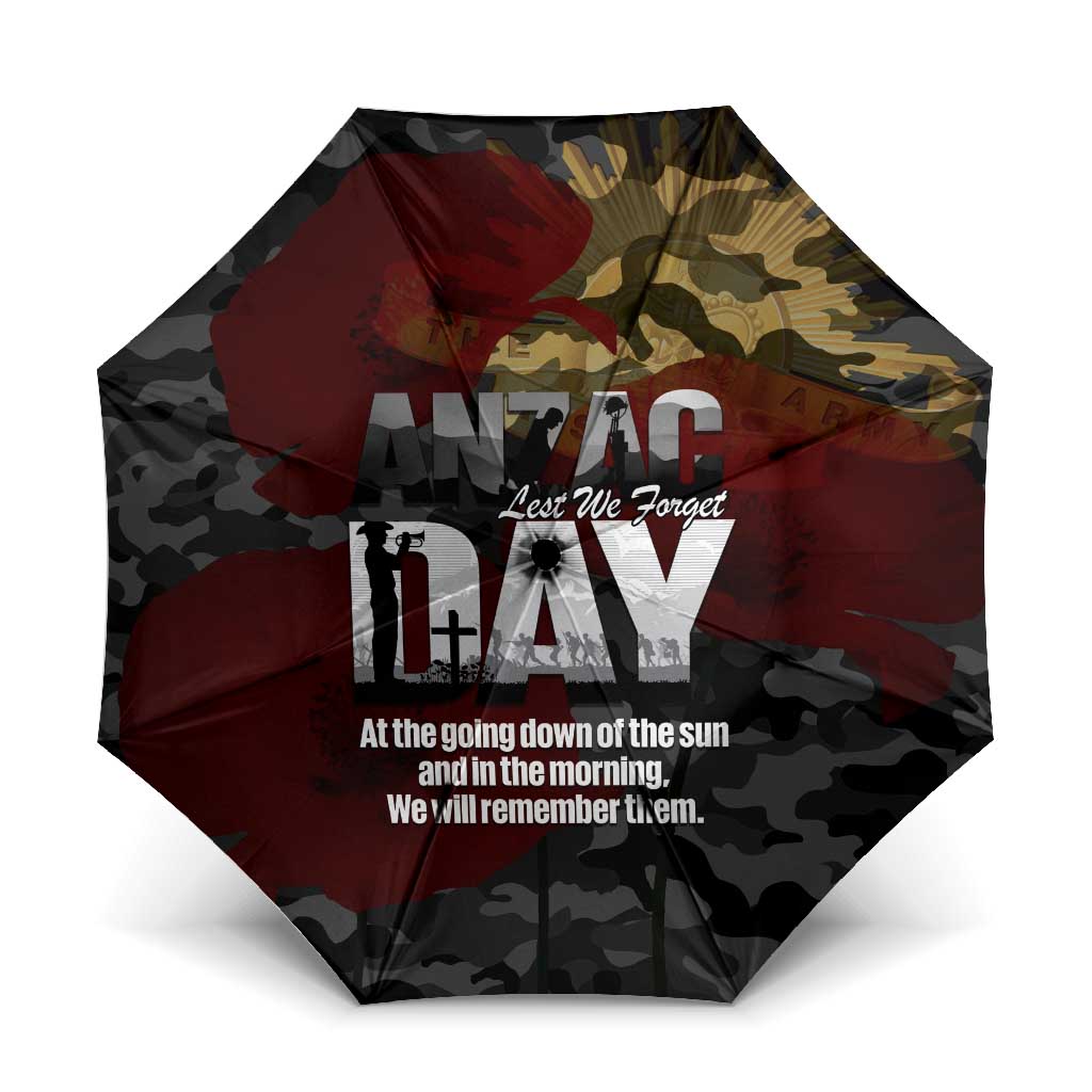 Australia ANZAC Day Umbrella We Will Remember Them Poppy Camouflage - Aussie Hoodie