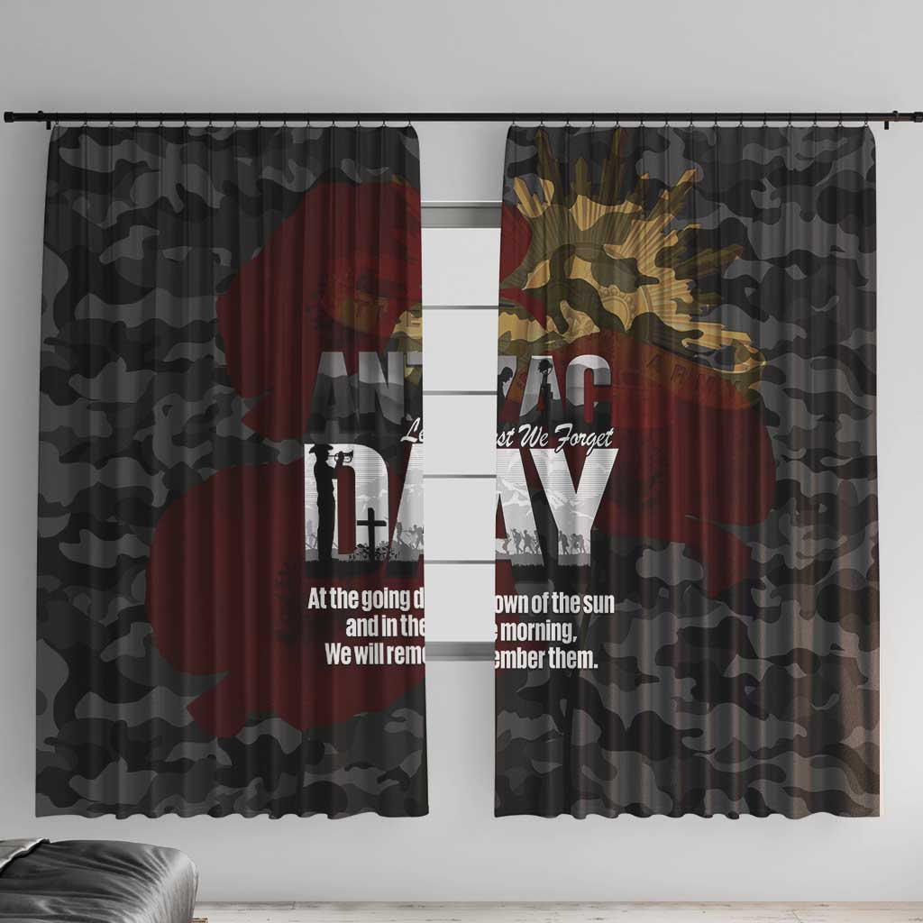 Australia ANZAC Day Window Curtain We Will Remember Them Poppy Camouflage - Aussie Hoodie