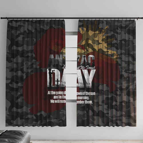Australia ANZAC Day Window Curtain We Will Remember Them Poppy Camouflage - Aussie Hoodie