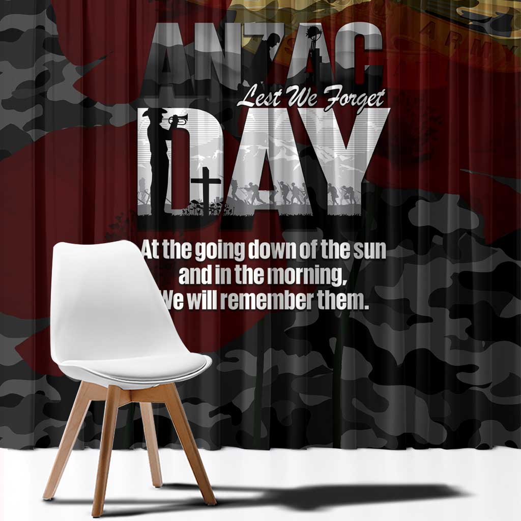 Australia ANZAC Day Window Curtain We Will Remember Them Poppy Camouflage - Aussie Hoodie