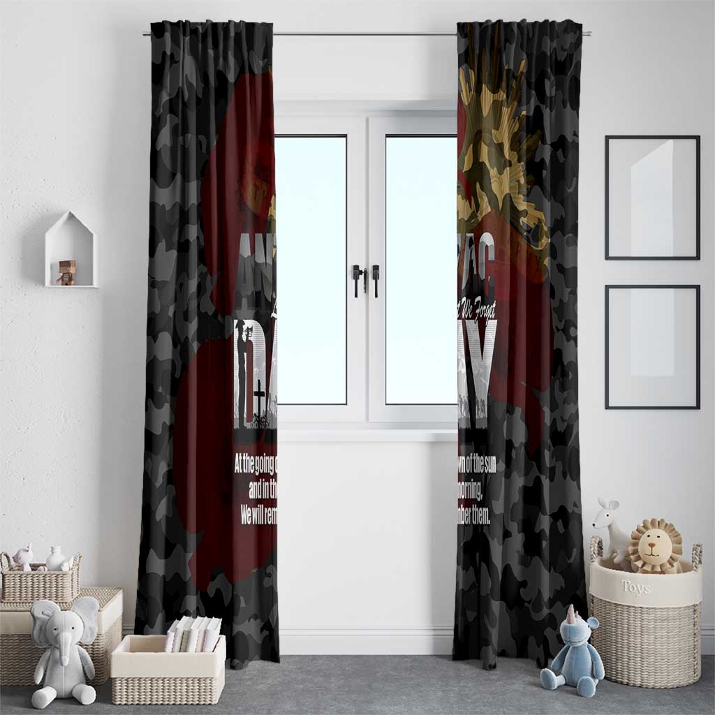 Australia ANZAC Day Window Curtain We Will Remember Them Poppy Camouflage - Aussie Hoodie