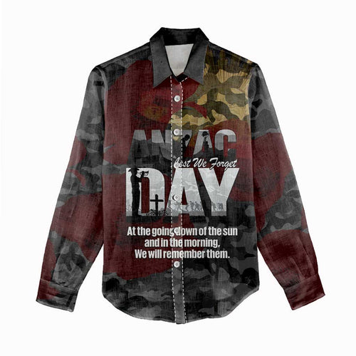 Australia ANZAC Day Women Casual Shirt We Will Remember Them Poppy Camouflage - Aussie Hoodie