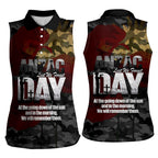 Australia ANZAC Day Women Sleeveless Polo Shirt We Will Remember Them Poppy Camouflage - Aussie Hoodie
