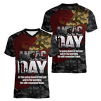 Australia ANZAC Day Women V-Neck T-Shirt We Will Remember Them Poppy Camouflage - Aussie Hoodie