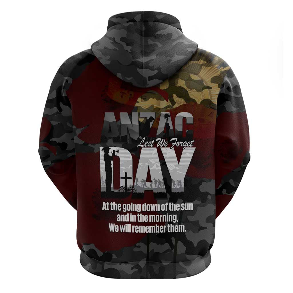 Australia ANZAC Day Zip Hoodie We Will Remember Them Poppy Camouflage - Aussie Hoodie