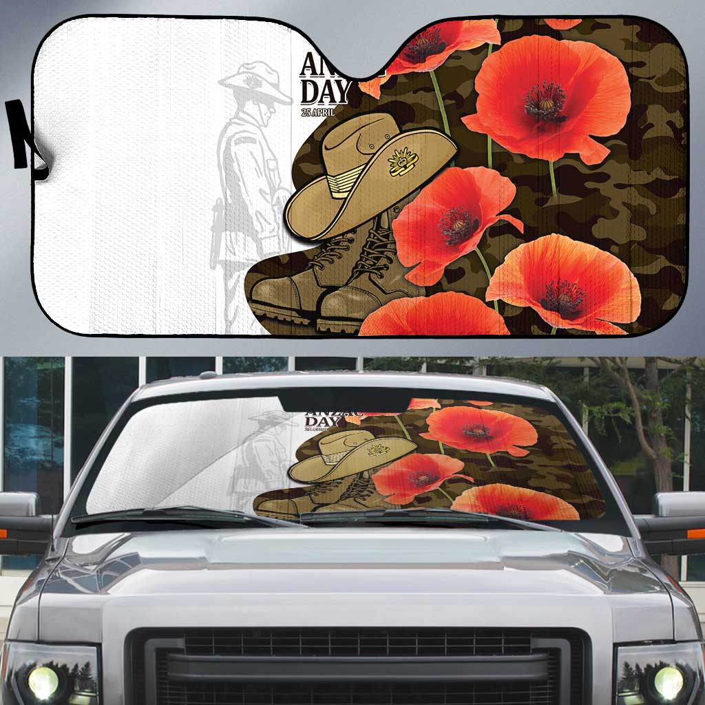 Australia ANZAC Day Auto Sun Shade Boots And Slouch Hat Lest We Forget - Aussie Hoodie