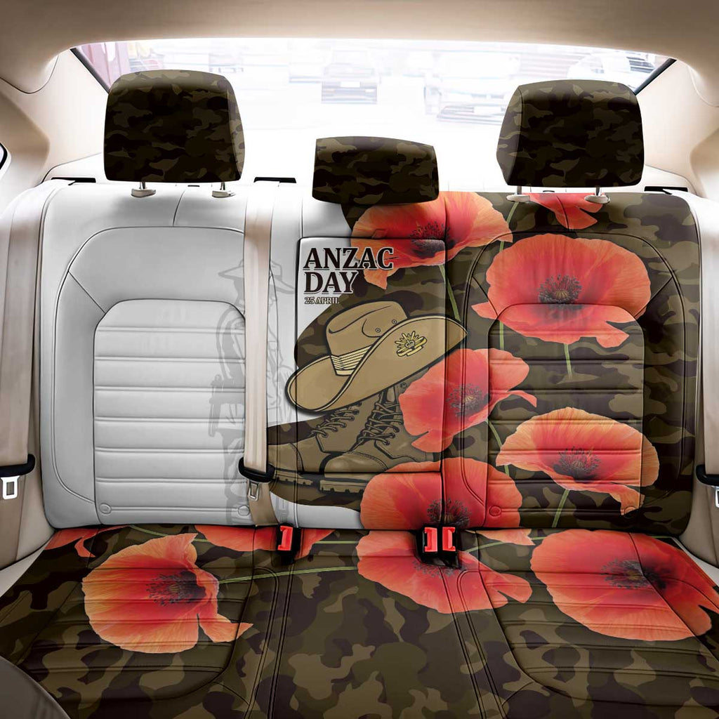 Australia ANZAC Day Back Car Seat Cover Boots And Slouch Hat Lest We Forget - Aussie Hoodie