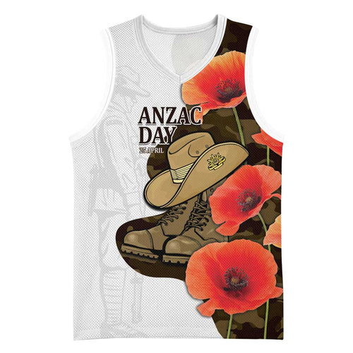 Australia ANZAC Day Basketball Jersey Boots And Slouch Hat Lest We Forget - Aussie Hoodie
