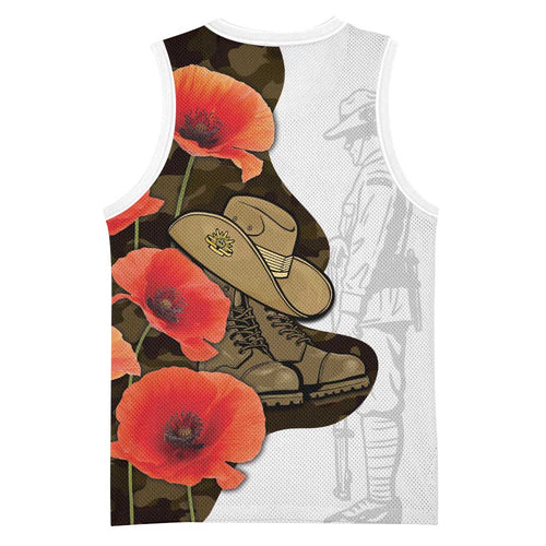 Australia ANZAC Day Basketball Jersey Boots And Slouch Hat Lest We Forget - Aussie Hoodie