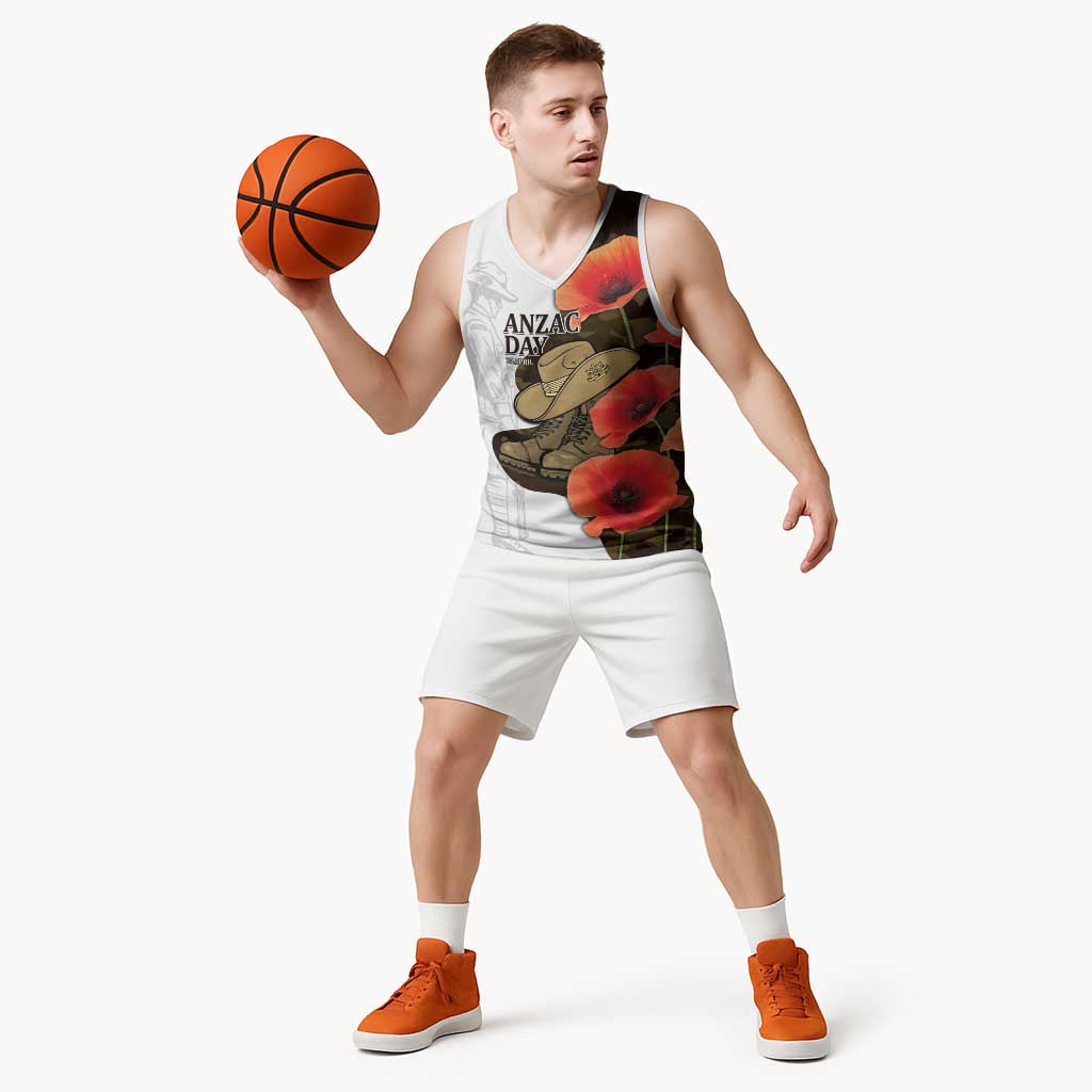 Australia ANZAC Day Basketball Jersey Boots And Slouch Hat Lest We Forget - Aussie Hoodie