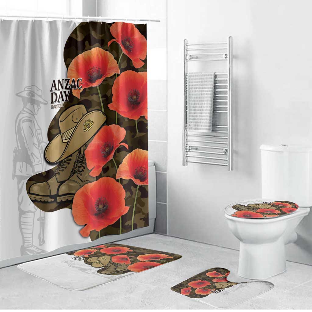 Australia ANZAC Day Bathroom Set Boots And Slouch Hat Lest We Forget - Aussie Hoodie