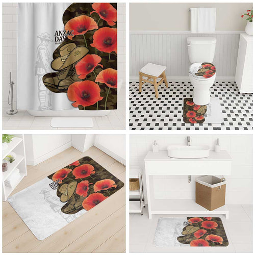 Australia ANZAC Day Bathroom Set Boots And Slouch Hat Lest We Forget - Aussie Hoodie