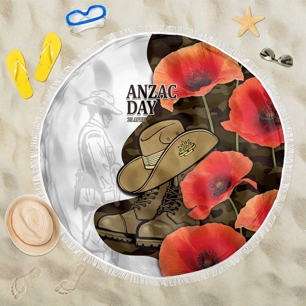 Australia ANZAC Day Beach Blanket Boots And Slouch Hat Lest We Forget - Aussie Hoodie