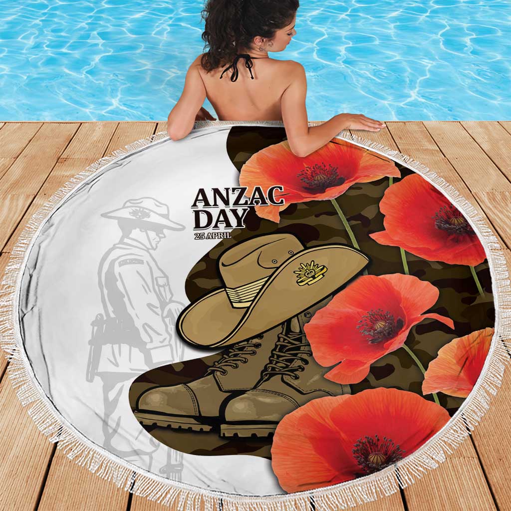 Australia ANZAC Day Beach Blanket Boots And Slouch Hat Lest We Forget - Aussie Hoodie
