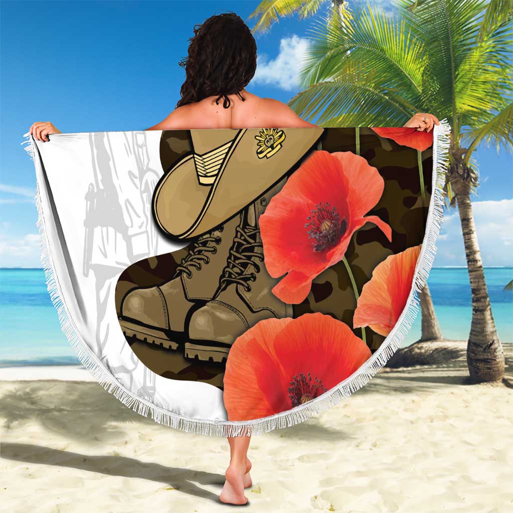 Australia ANZAC Day Beach Blanket Boots And Slouch Hat Lest We Forget - Aussie Hoodie