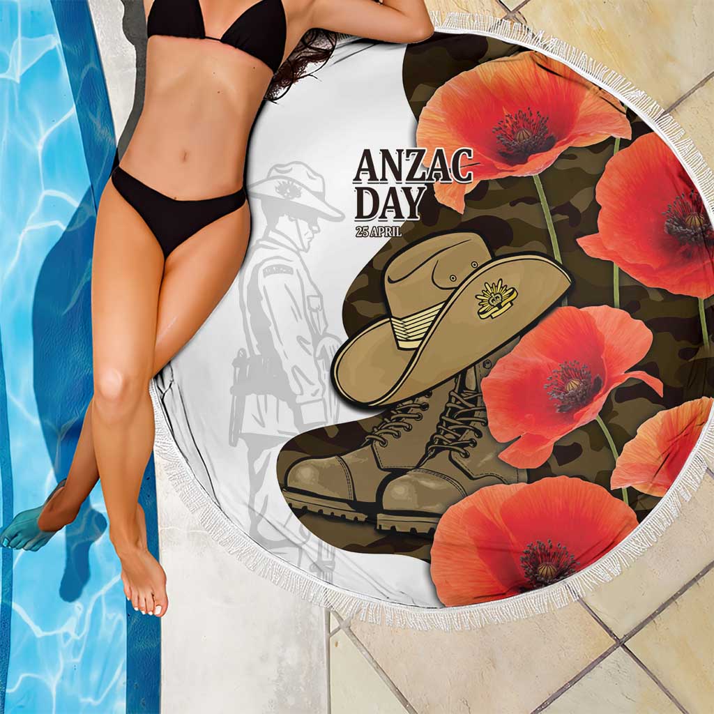 Australia ANZAC Day Beach Blanket Boots And Slouch Hat Lest We Forget - Aussie Hoodie