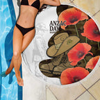 Australia ANZAC Day Beach Blanket Boots And Slouch Hat Lest We Forget - Aussie Hoodie