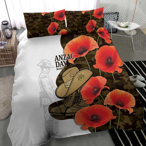 Australia ANZAC Day Bedding Set Boots And Slouch Hat Lest We Forget - Aussie Hoodie