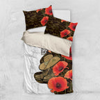 Australia ANZAC Day Bedding Set Boots And Slouch Hat Lest We Forget - Aussie Hoodie