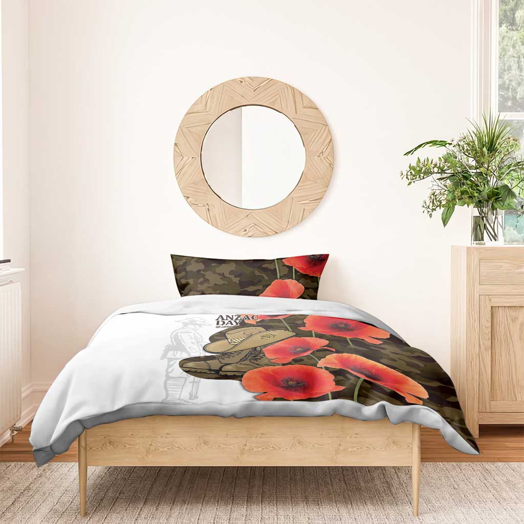 Australia ANZAC Day Bedding Set Boots And Slouch Hat Lest We Forget - Aussie Hoodie