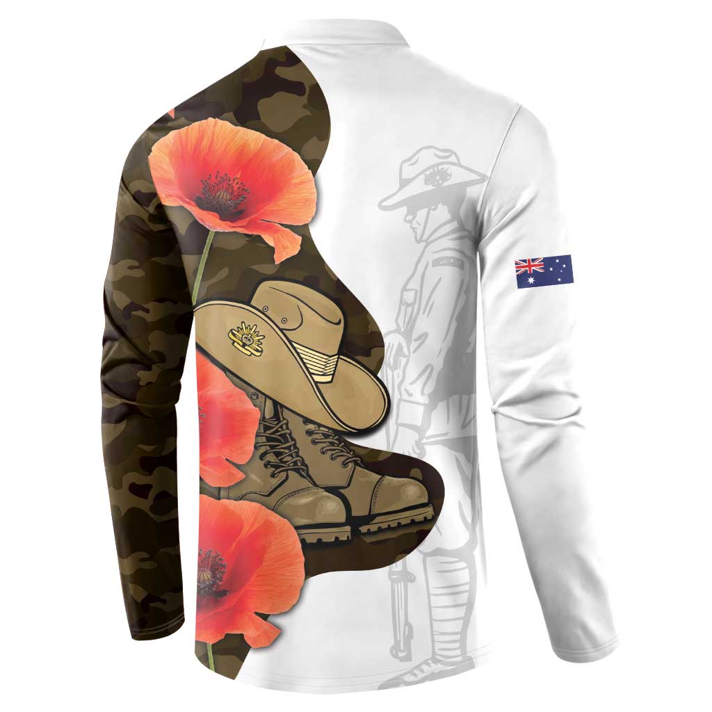 Australia ANZAC Day Button Sweatshirt Boots And Slouch Hat Lest We Forget - Aussie Hoodie