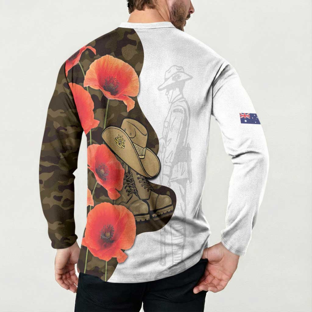 Australia ANZAC Day Button Sweatshirt Boots And Slouch Hat Lest We Forget - Aussie Hoodie