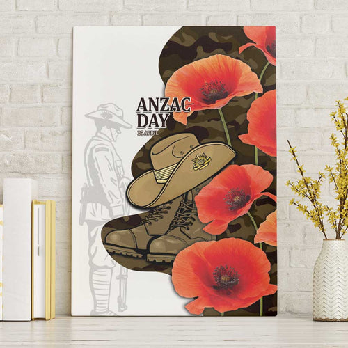 Australia ANZAC Day Canvas Wall Art Boots And Slouch Hat Lest We Forget - Aussie Hoodie