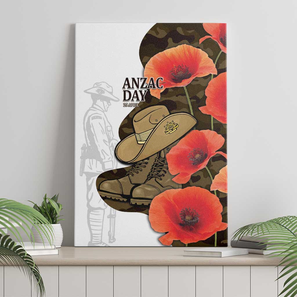 Australia ANZAC Day Canvas Wall Art Boots And Slouch Hat Lest We Forget - Aussie Hoodie