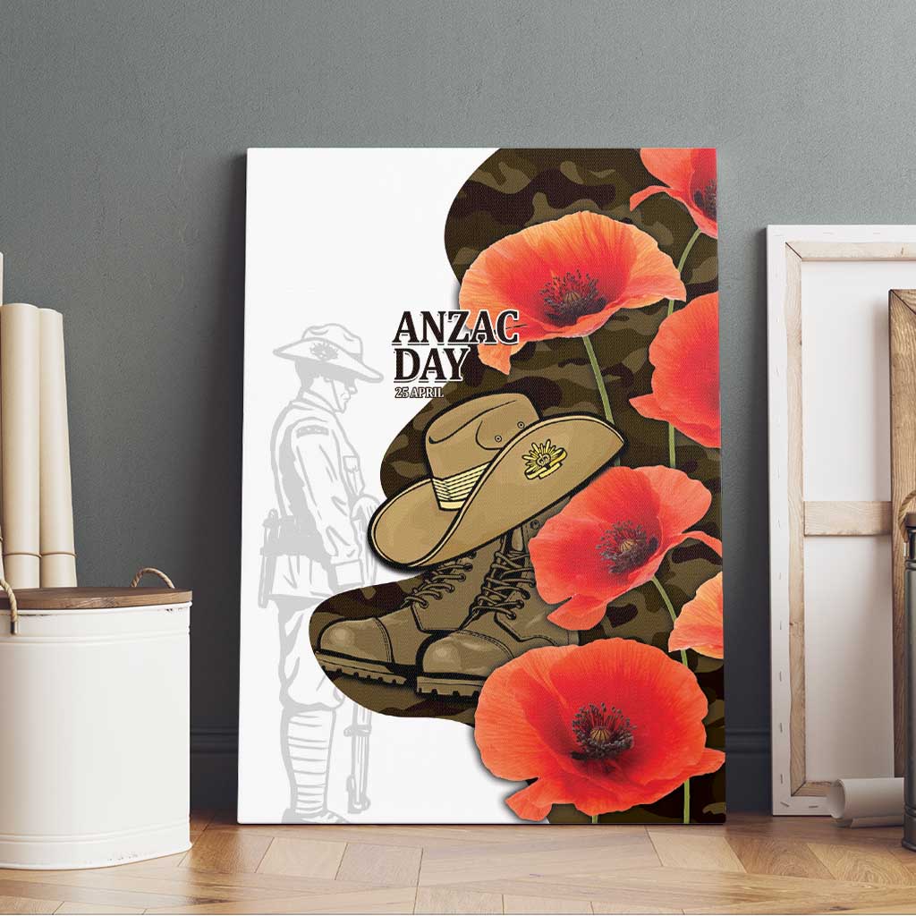Australia ANZAC Day Canvas Wall Art Boots And Slouch Hat Lest We Forget - Aussie Hoodie