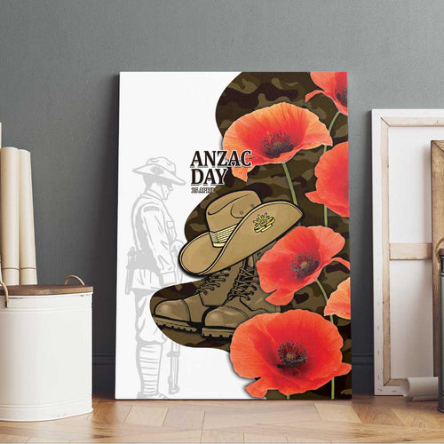 Australia ANZAC Day Canvas Wall Art Boots And Slouch Hat Lest We Forget - Aussie Hoodie