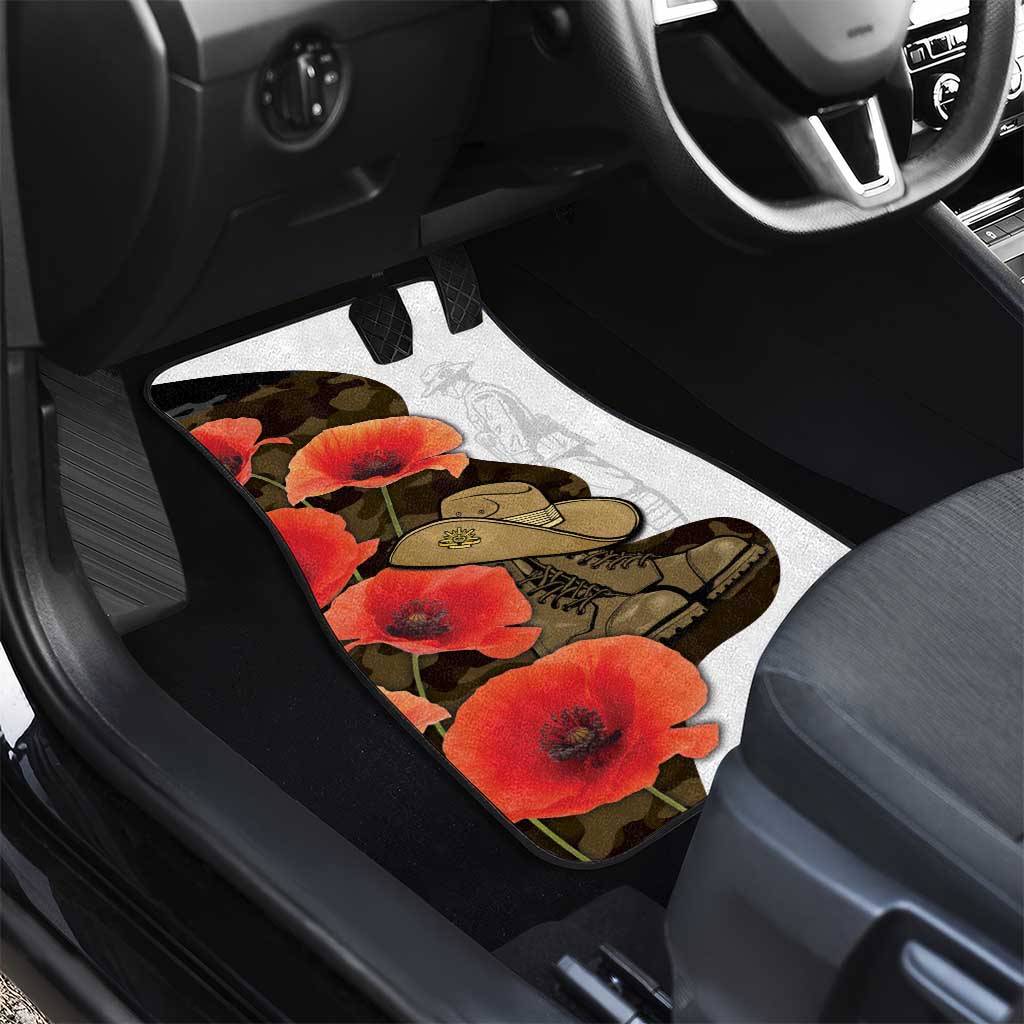 Australia ANZAC Day Car Mats Boots And Slouch Hat Lest We Forget - Aussie Hoodie