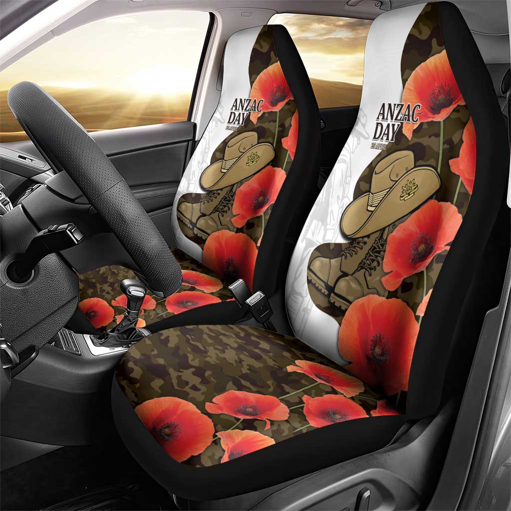 Australia ANZAC Day Car Seat Cover Boots And Slouch Hat Lest We Forget - Aussie Hoodie