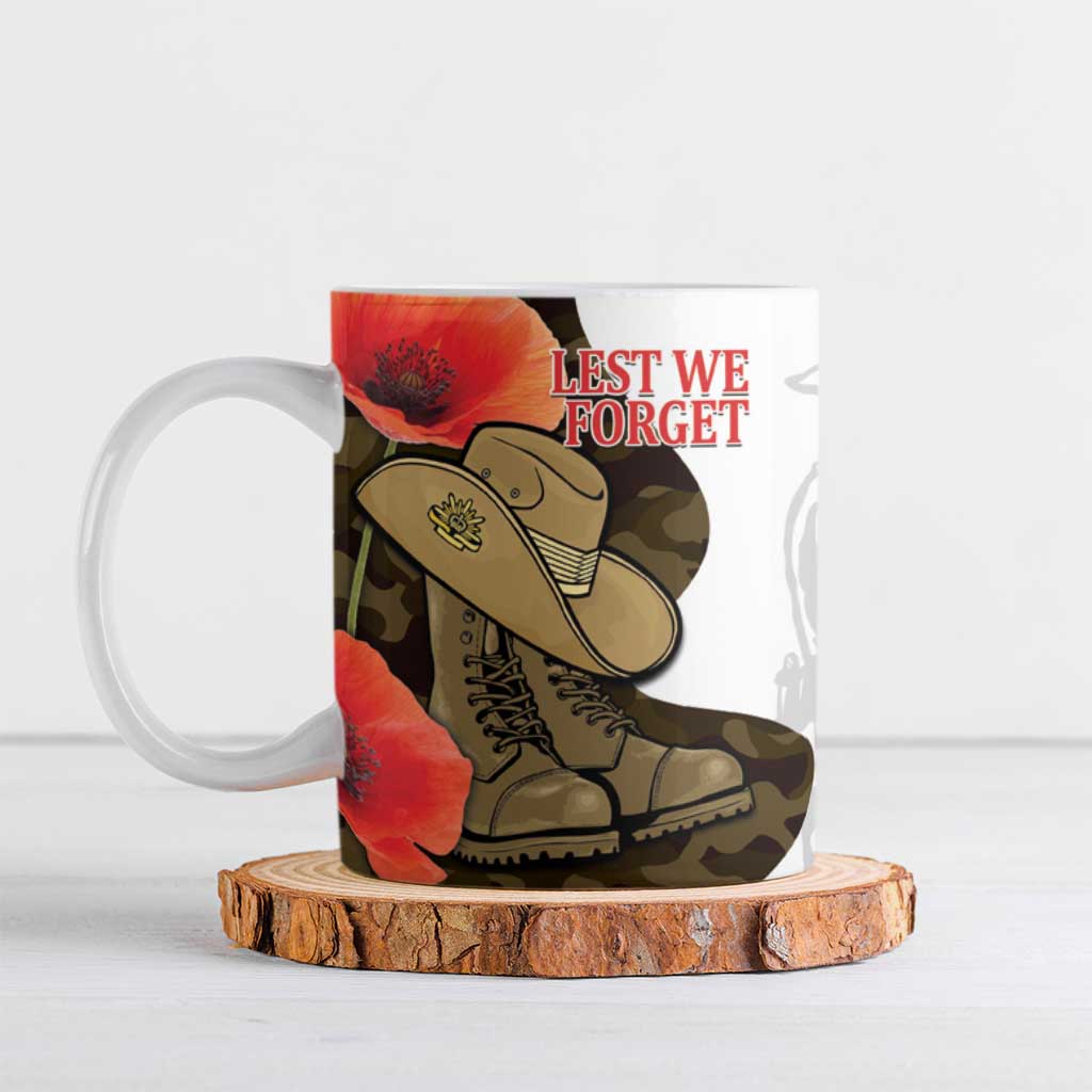 Australia ANZAC Day Ceramic Mug Boots And Slouch Hat Lest We Forget - Aussie Hoodie