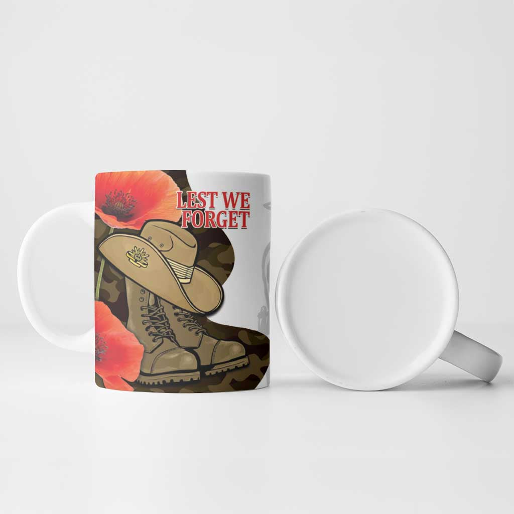 Australia ANZAC Day Ceramic Mug Boots And Slouch Hat Lest We Forget - Aussie Hoodie