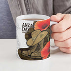 Australia ANZAC Day Ceramic Mug Boots And Slouch Hat Lest We Forget - Aussie Hoodie