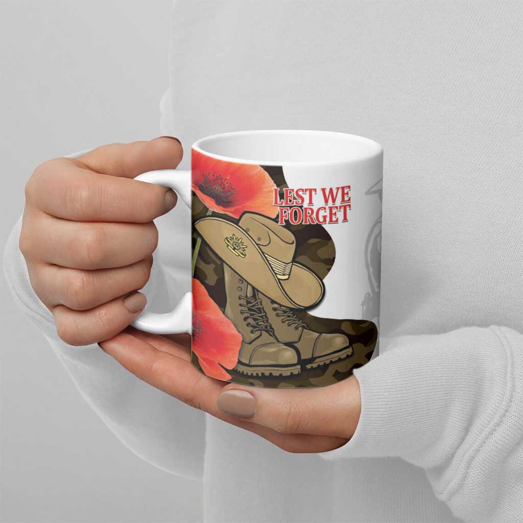 Australia ANZAC Day Ceramic Mug Boots And Slouch Hat Lest We Forget - Aussie Hoodie