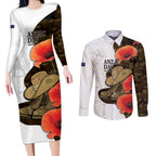 Australia ANZAC Day Couples Matching Long Sleeve Bodycon Dress and Long Sleeve Button Shirt Boots And Slouch Hat Lest We Forget - Aussie Hoodie