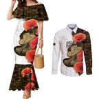 Australia ANZAC Day Couples Matching Mermaid Dress and Long Sleeve Button Shirt Boots And Slouch Hat Lest We Forget - Aussie Hoodie