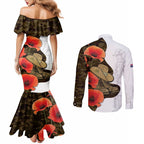 Australia ANZAC Day Couples Matching Mermaid Dress and Long Sleeve Button Shirt Boots And Slouch Hat Lest We Forget - Aussie Hoodie