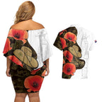 Australia ANZAC Day Couples Matching Off Shoulder Short Dress and Hawaiian Shirt Boots And Slouch Hat Lest We Forget - Aussie Hoodie