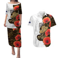 Australia ANZAC Day Couples Matching Puletasi and Hawaiian Shirt Boots And Slouch Hat Lest We Forget - Aussie Hoodie