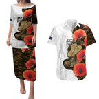 Australia ANZAC Day Couples Matching Puletasi and Hawaiian Shirt Boots And Slouch Hat Lest We Forget - Aussie Hoodie