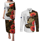 Australia ANZAC Day Couples Matching Puletasi and Long Sleeve Button Shirt Boots And Slouch Hat Lest We Forget - Aussie Hoodie