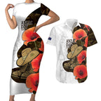 Australia ANZAC Day Couples Matching Short Sleeve Bodycon Dress and Hawaiian Shirt Boots And Slouch Hat Lest We Forget - Aussie Hoodie